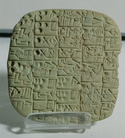 Tavoletta con scrittura cuneiforme che dettaglia un contratto per la vendita di un campo e una casa, da Shuruppak, c.2600 a.C. da Mesopotamian